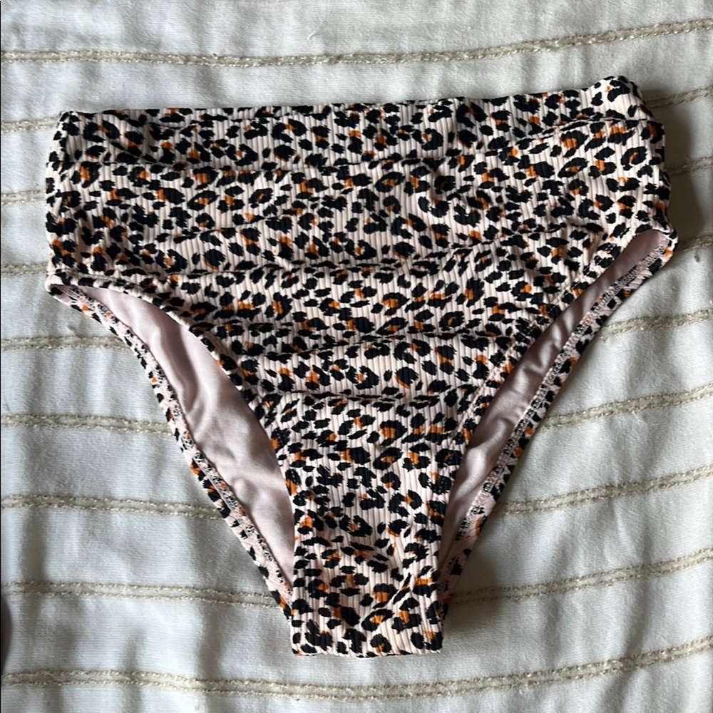 Leopard Print High-Waisted Bikini Bottom